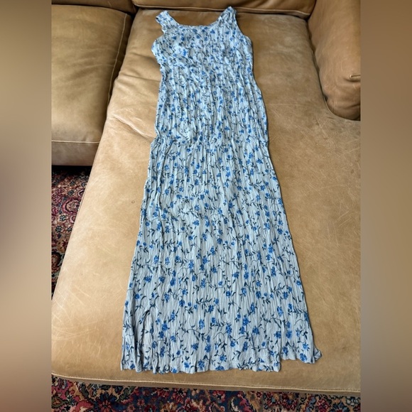 Vintage Imagio Gray And Blue Floral Midi Dress Cottagecore Country Whimsy Sz 14 - Picture 2 of 7